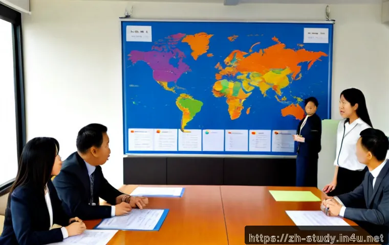 해외연수코디네이터 협상 전략 - Photorealistic international training coordinator leading a professional negotiation across a confer...